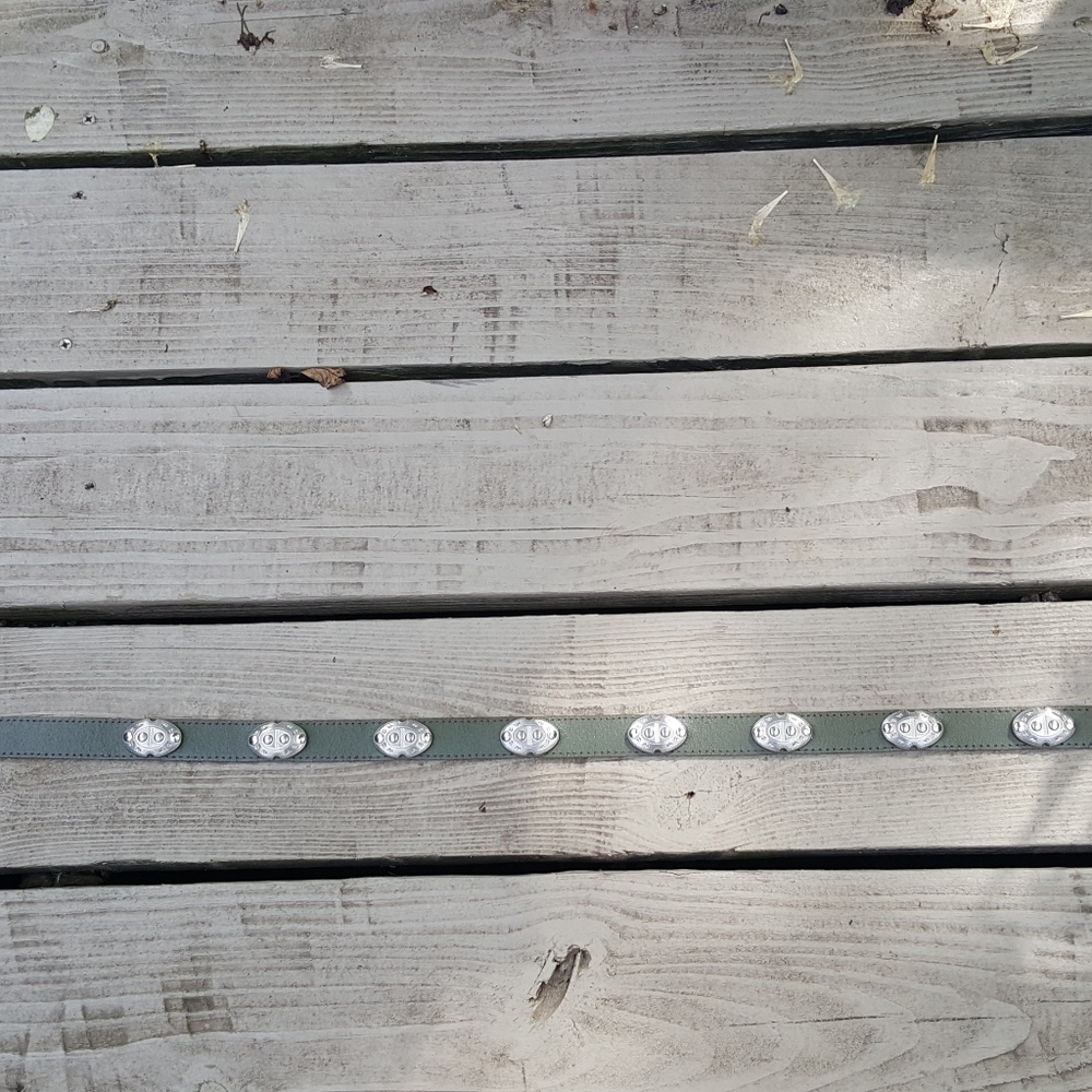 Leather Belt, Silver Tone Embellishment